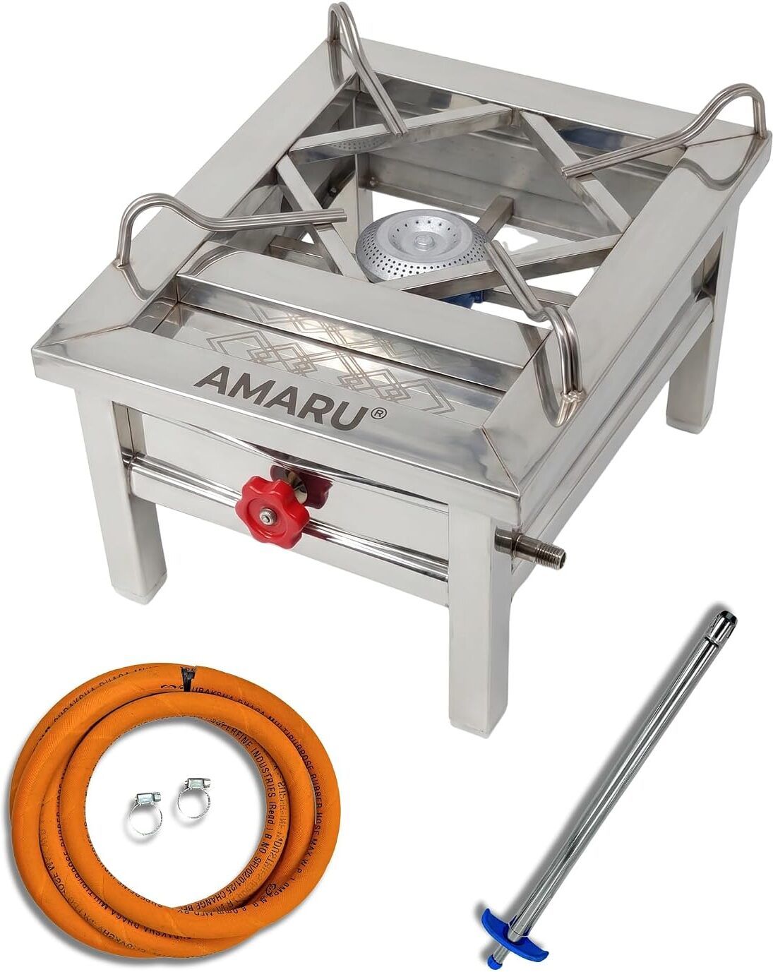Square Chulha Canteen Bhatti Commercial Medium-15Lx12Wx9H Stainless Steel Manual Gas Stove-image-18
