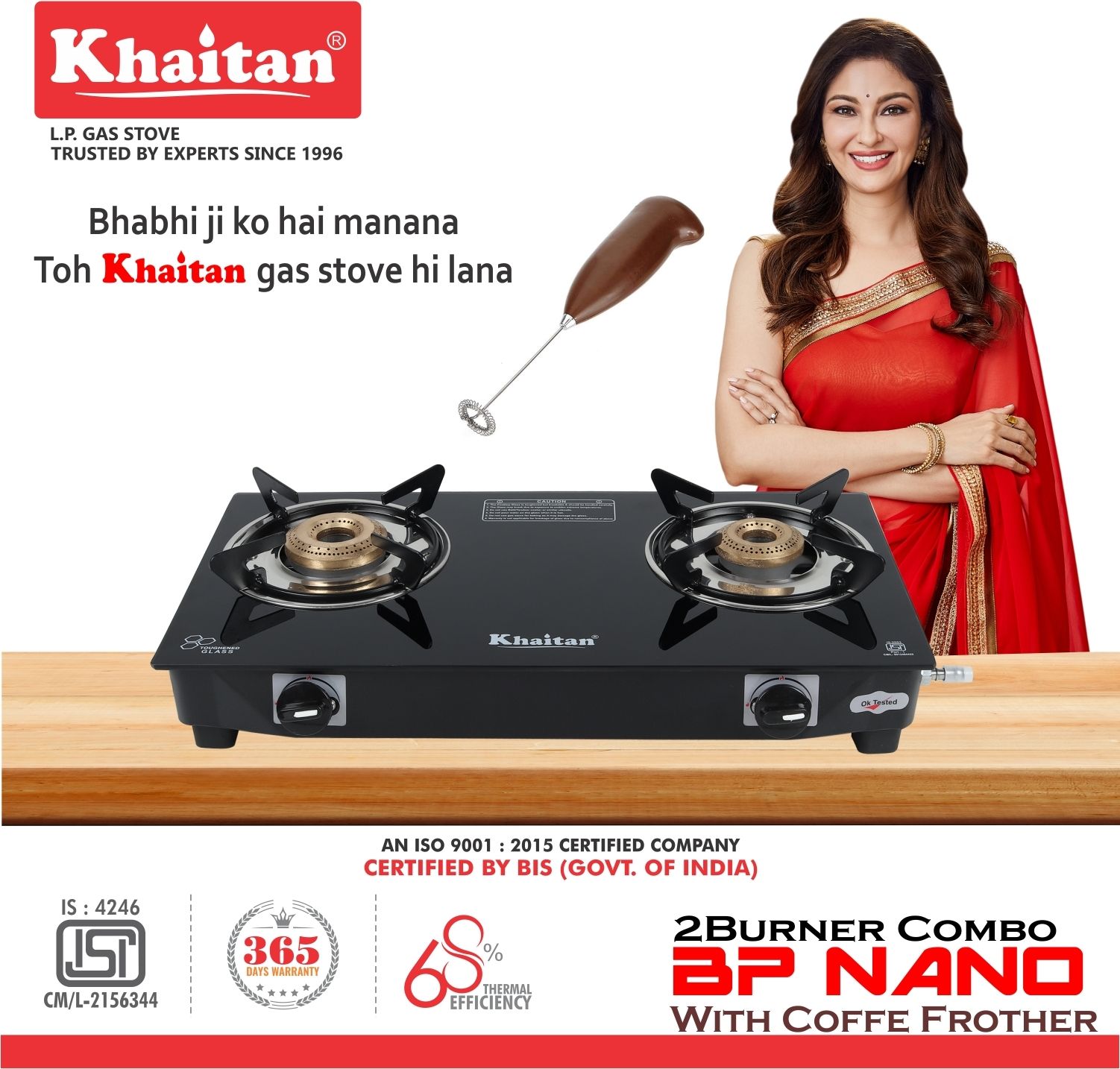Gas Stove Combo - 2 Burner Nano Black with Xpress Coffe Frother Battery Operated Glass Manual Gas Stove-image-44