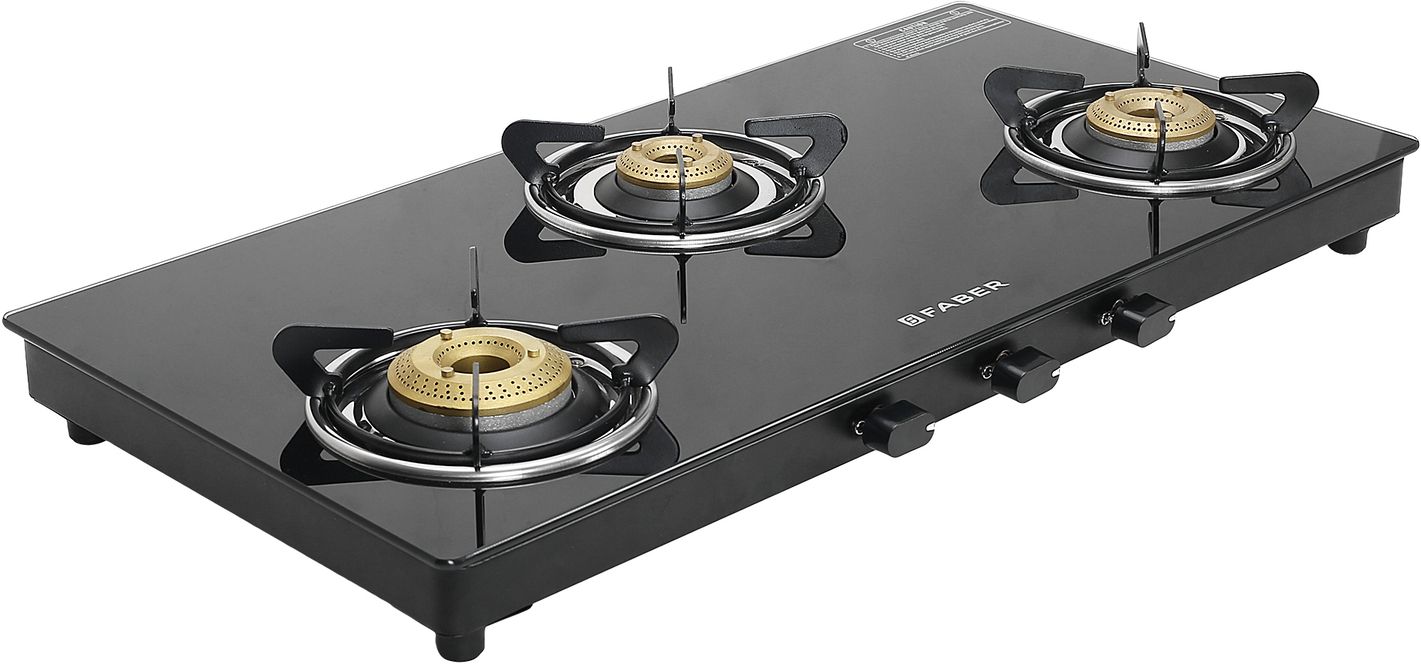 Faber Spark 3BB BK| Easy Maintenance| Anti-Skid Feet| Brass Burners| Glass Manual Gas Stove-picture-42