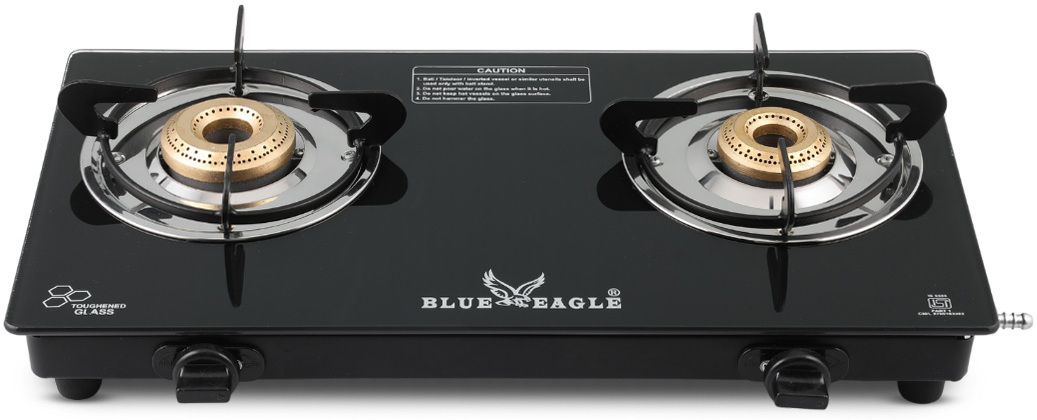 2 Burner Manual Compact with Toughened Glass Gas Stove High Efficiency Glass Manual Gas Stove