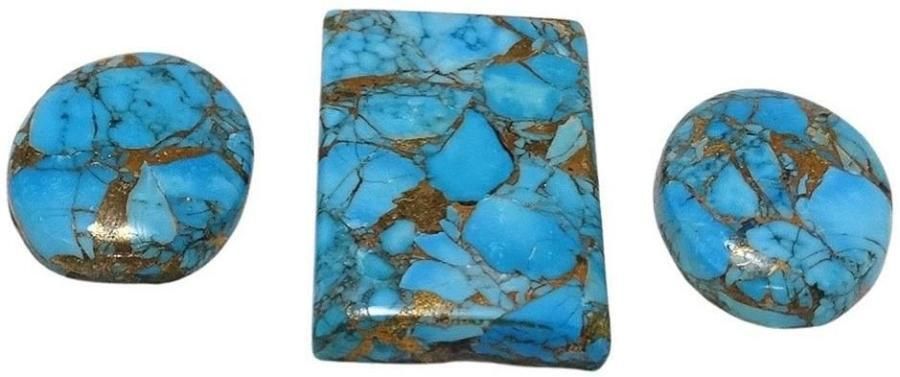 Sahiba Gems Blue, Gold Cut Natural Turquoise Gemstone-picture-10
