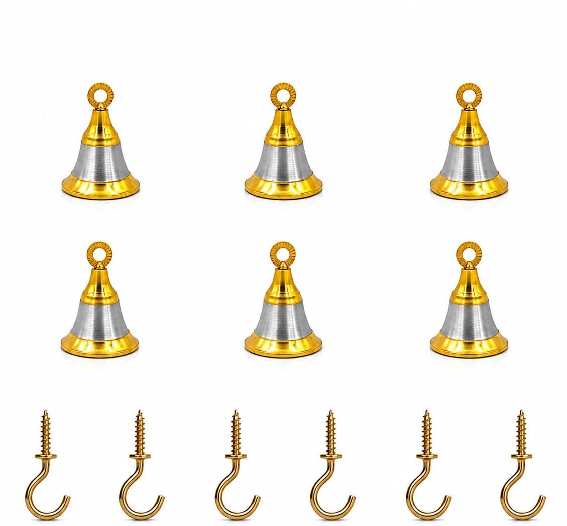 Handcrafted Brass Hanging Bell with Hook for Pooja Room Brass Pooja Bell-image-40