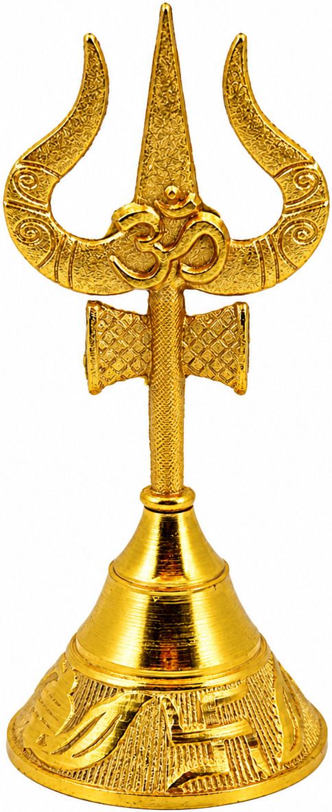 abc SHRI AMBIKA CREATION Brass Trishul Bell with Om for Home Temple & Puja Brass Pooja Bell-picture-25