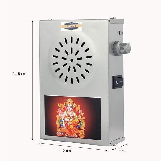 bismaadh Speaker Continues 35 in 1 Mantra Chanting Metal Bell with Om Key Ring Steel Pooja Bell-picture-22