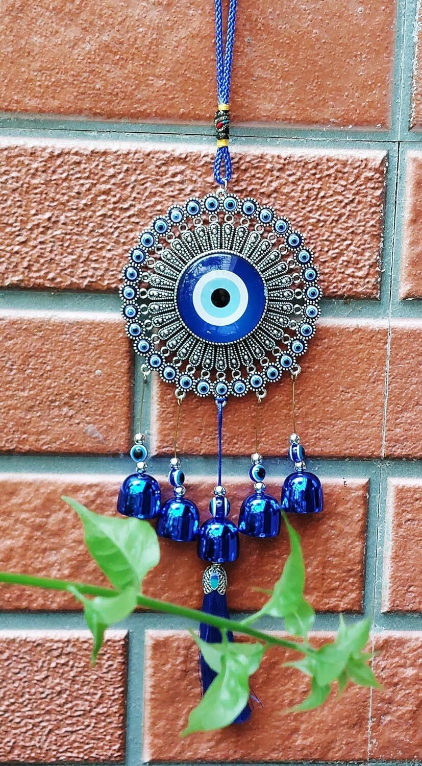 hunaysa Evil Eye Nazar Protection Wall Hanging Decor Glass Windchime-picture-38