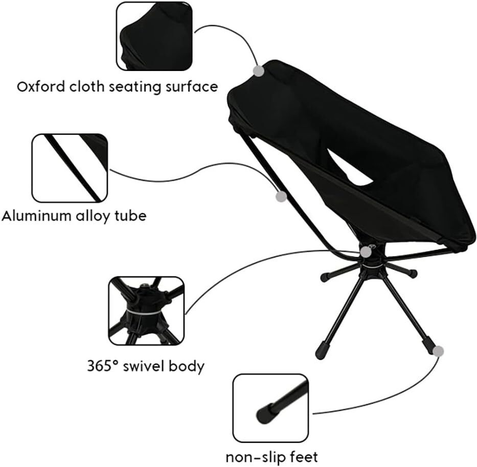 Heavy-Duty Folding Chair, 360° Swivel Rotation, Lightweight Portable, Backrest Chair-image-9