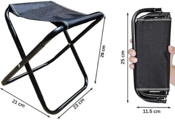 juprev Metal Folding Camping Stool Portable Black Chair-picture-19