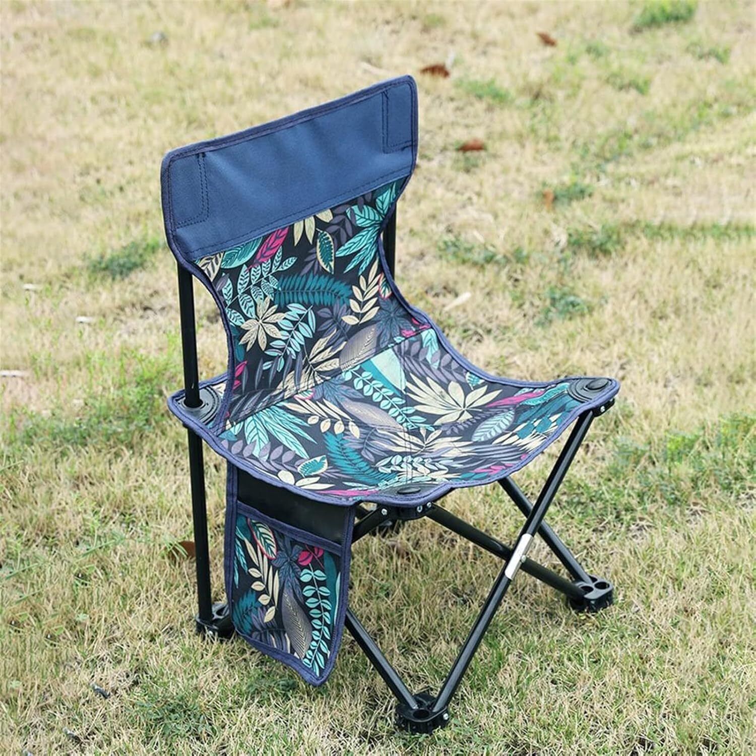 Durable Polyester Folding Chair with Side Storage Pocket Chair