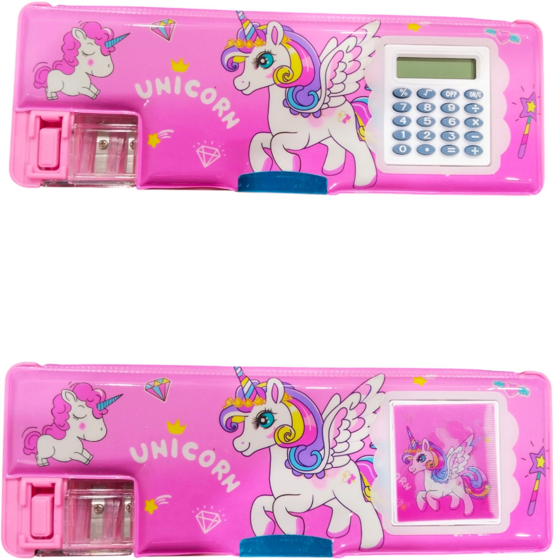 Pink Magnetic Geometry Pencil Box Compass with Calculator,Dual Sharpener Geometry Box-image-6