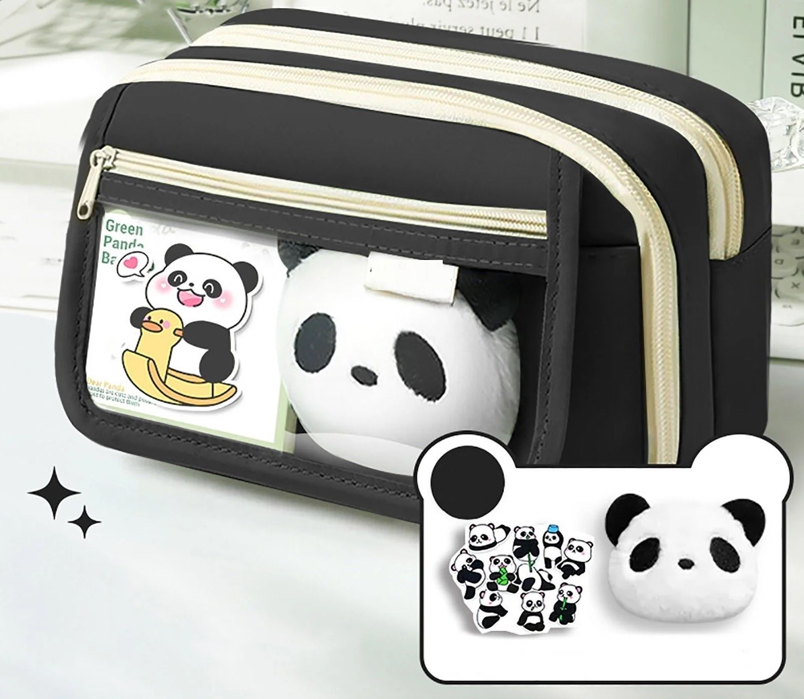 Panda Pencil pouch Stylish Large Capacity Pencil Case School stationery bag Geometry Box-image-43
