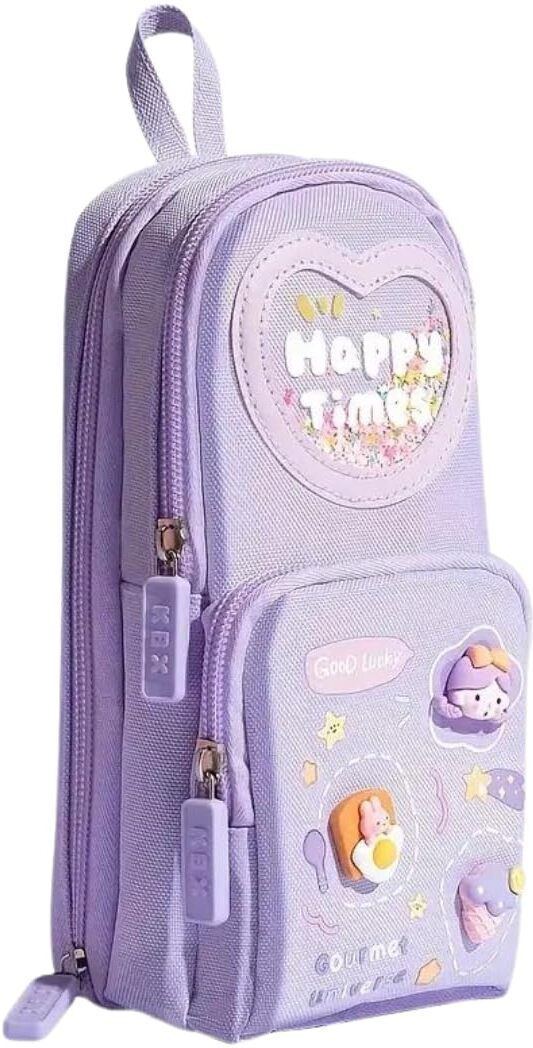 Canvas Pencil Case 6 Layer with 3 Compartment Cute Aesthetic for Girls & Boys Geometry Box