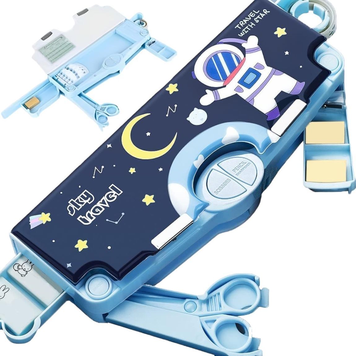 Pencil Box Multifunctional Space Stationery Box for Kid Magnetic Compass Box Geometry Box