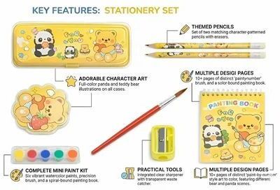 Kids stationary set for girls and boys Panda box Geometry Box-image-14