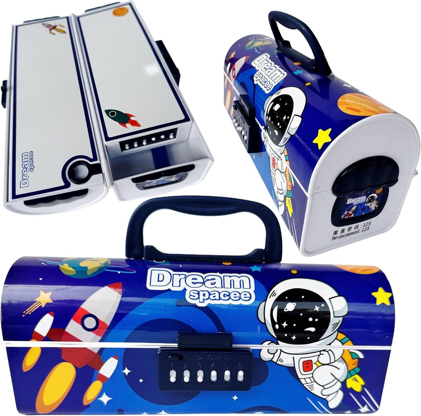 Dream space Print Password Pencil Box for Kids Pencil Storage Compass Boxes Geometry Box