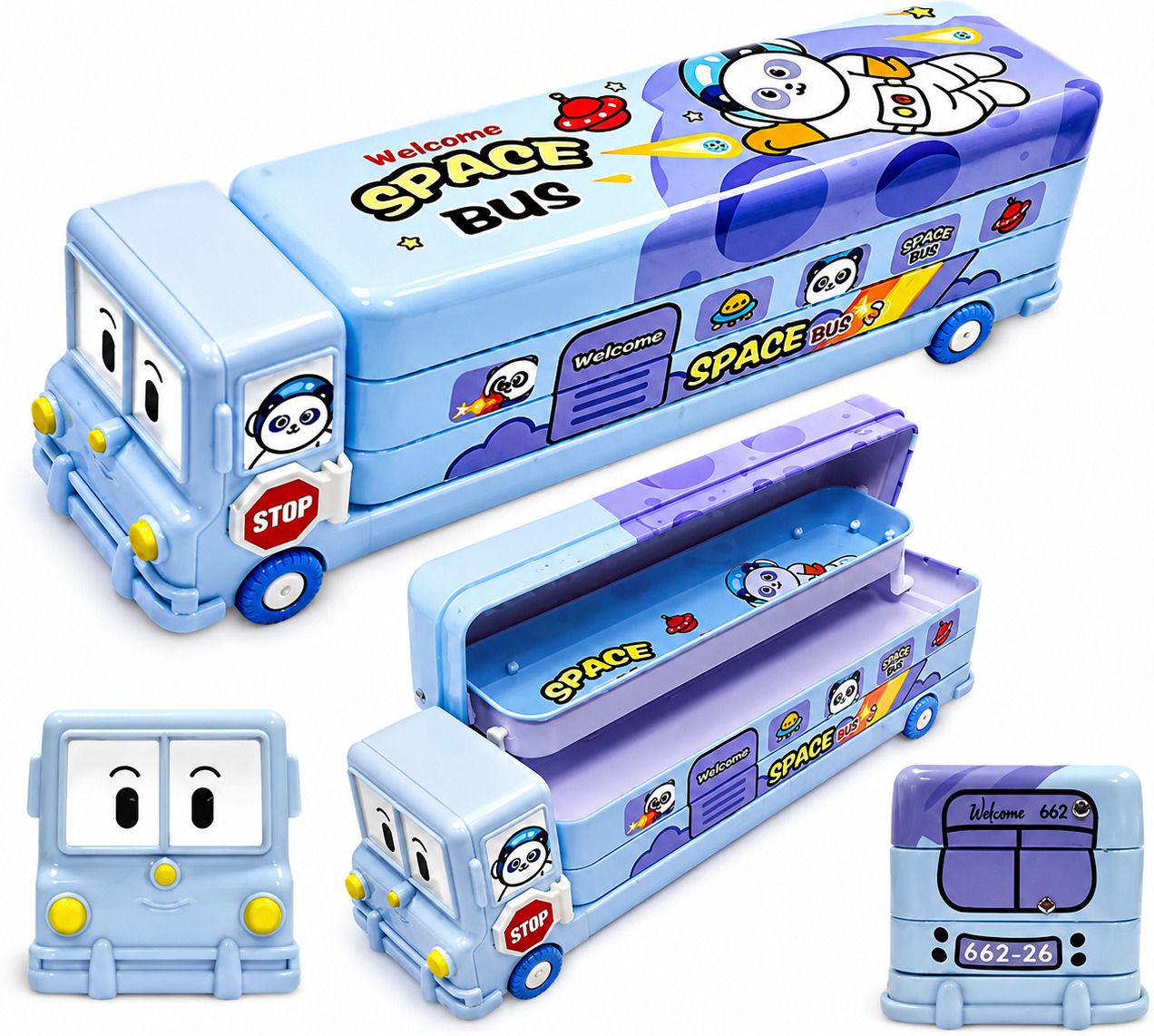 Space Bus Pencil Box with Built-in Sharpener Geometry Box-image-9