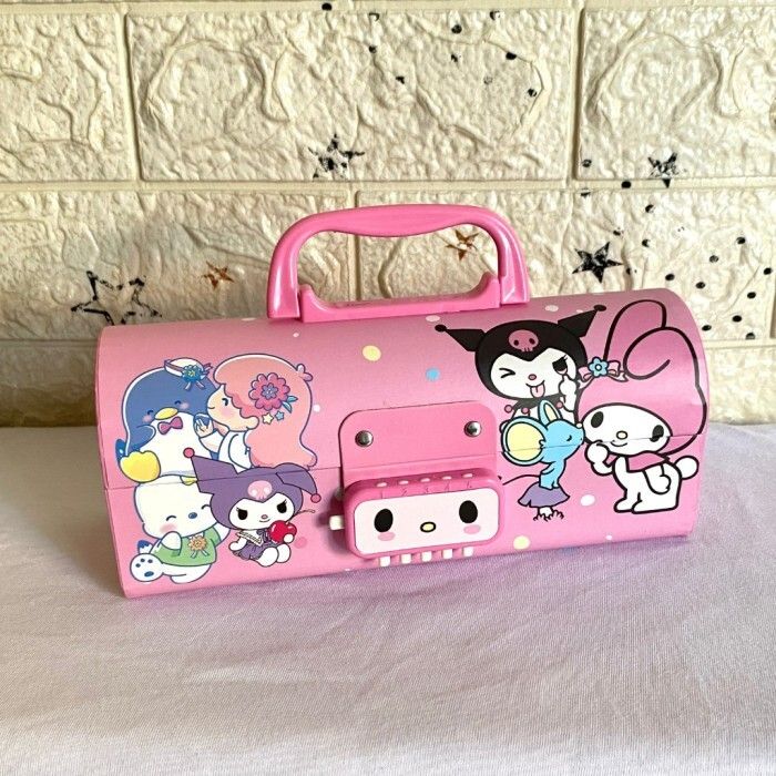 Kuromi Print Password Pencil Box for Girls and Boy Pencil Storage Compass Boxes Geometry Box