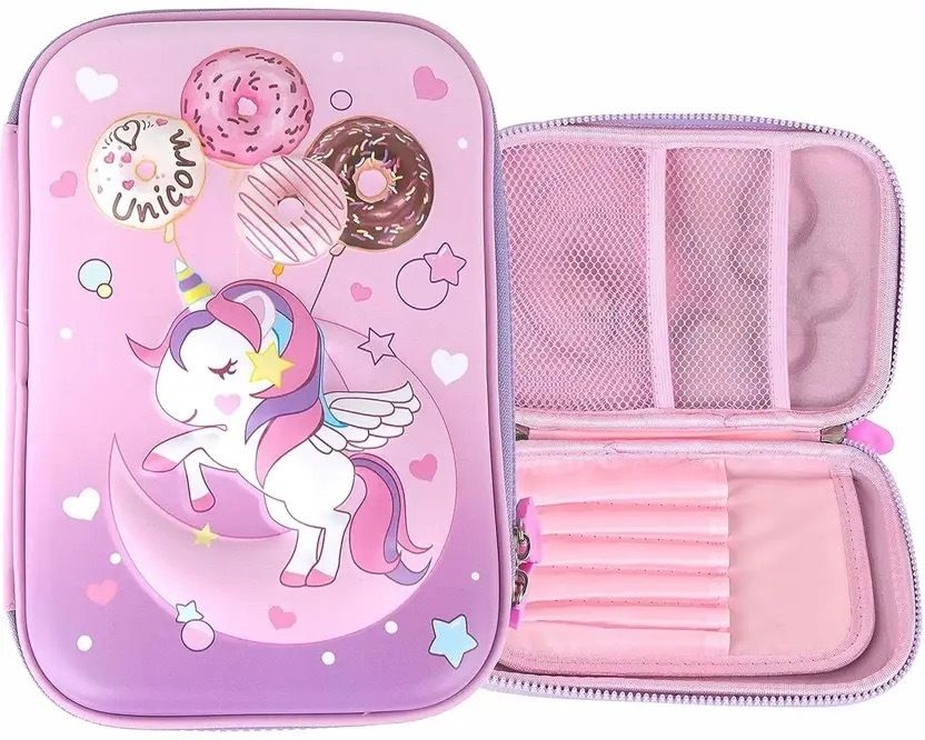 Pencil Pouch Unicorn Art Canvas Pencil Box (Set of 1 Geometry Box-image-6