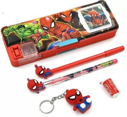 Spiderman Pencil Box with Accessories Geometry Box