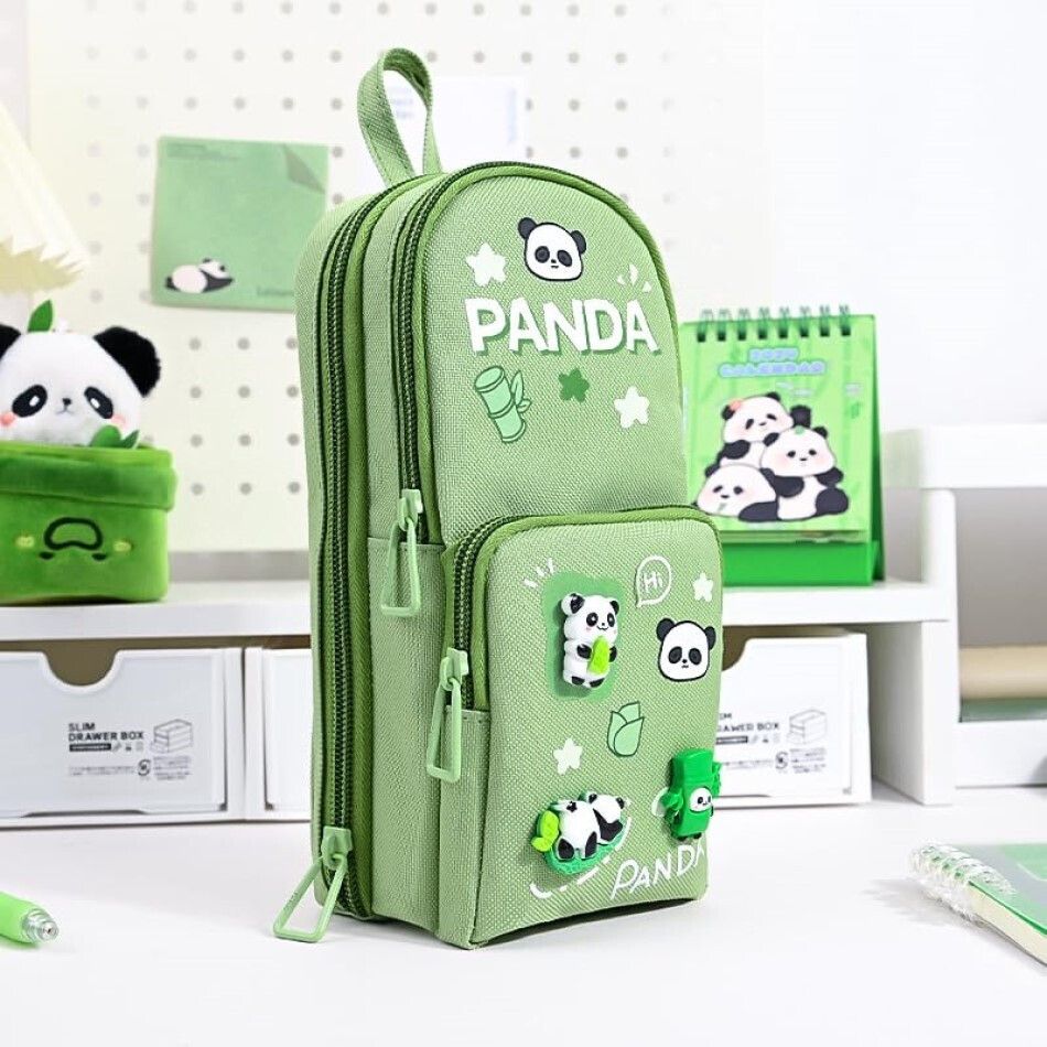 akvanar Pencil panda pouch Multipurpose Zipper Pencil Pouch School Stationery Box Geometry Box-picture-23