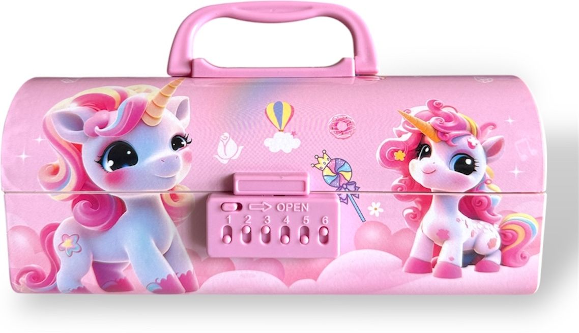 shivom Suitcase Style Password Lock Pencil Case, Multi-Layer Pencil Box for Girls Geometry Box-picture-22
