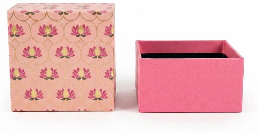 dabbadabbi Pink Floral Lotus Design Rigid Gift Box with Separate Lid Cover Rigid Cardboard Gift Wrapper-picture-25
