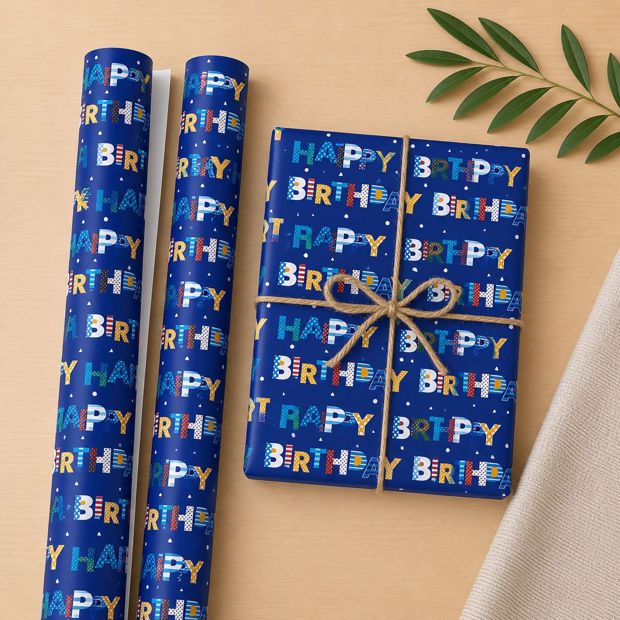 giftcovery Premium Birthday Gift Wrapper Sheets ( 5 Sheets+5 Stickers+10 Ribbons) Happy Birthday Paper Gift Wrapper-picture-4