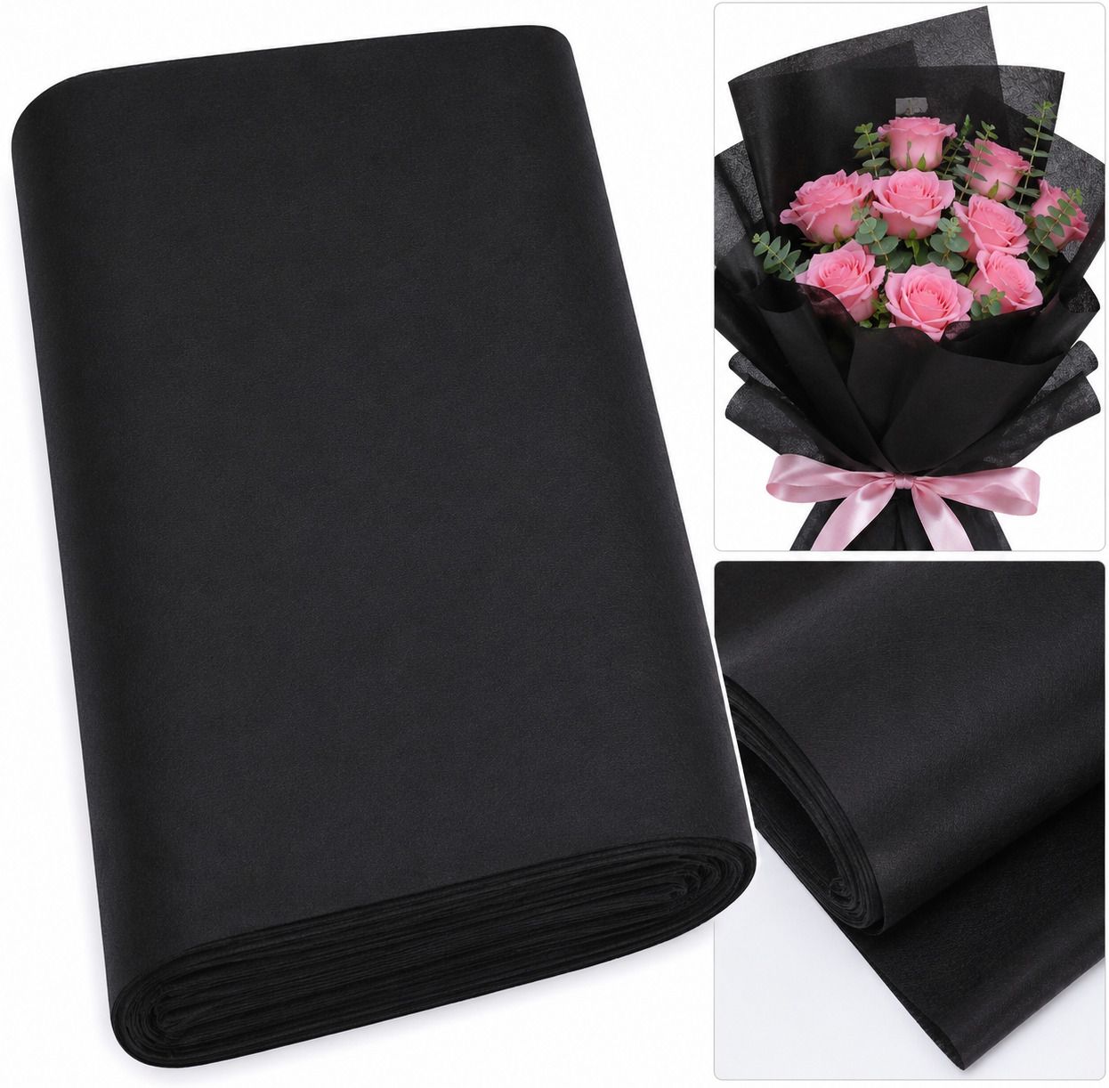 non woven black Paper Gift Wrapper-image-1