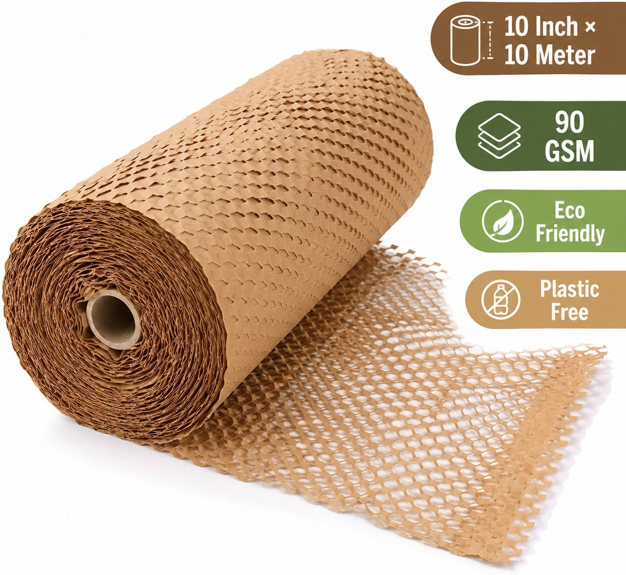 Kraft Honeycomb Wrapping Paper Roll 10 Inch x 10 Meter Lightweight, Shock Absorbing, Stretchable Kraft Gift Wrapper-image-33