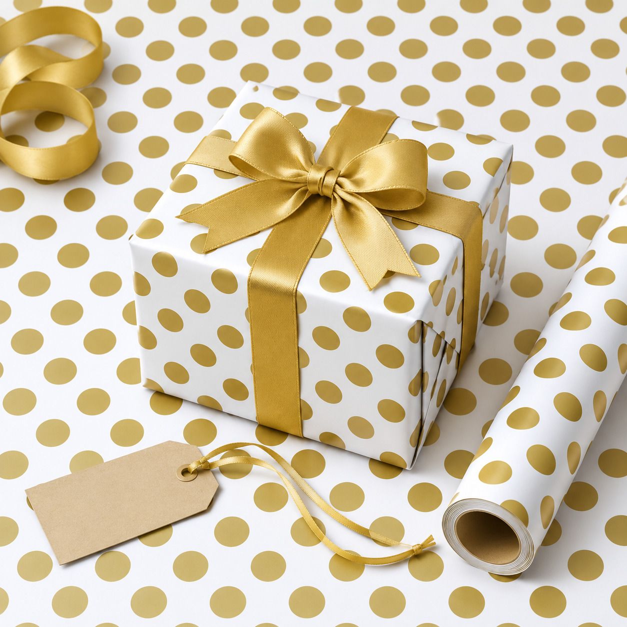 giftcovery 5 Pcs Golden Polka Dots Gift Wrapping Paper Sheet Solid 19X26 Inch Paper Gift Wrapper-picture-11