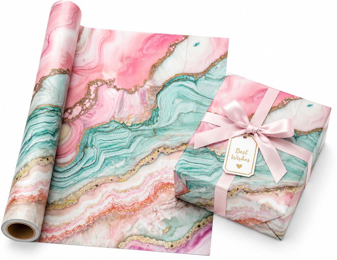 Luxury Gift Wrapping Marble 19.5 x 28 inch Marble 6 Sheets, 80 GSM Paper, Includes FREE 6 Pull Ribbons & 6 Gift Tags Gift Wrapper-image-31