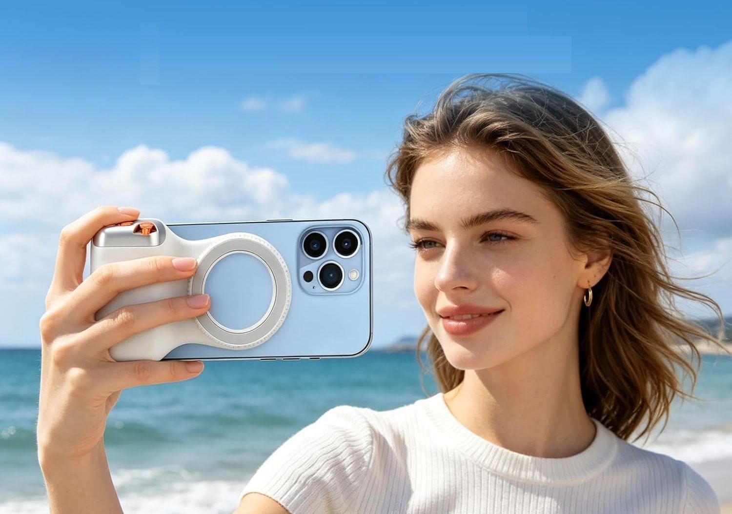 ASTOUND Magnetic Camera Grip for Content Creators with Bluetooth Remote 2 Axis Gimbal for Mobile-image-14