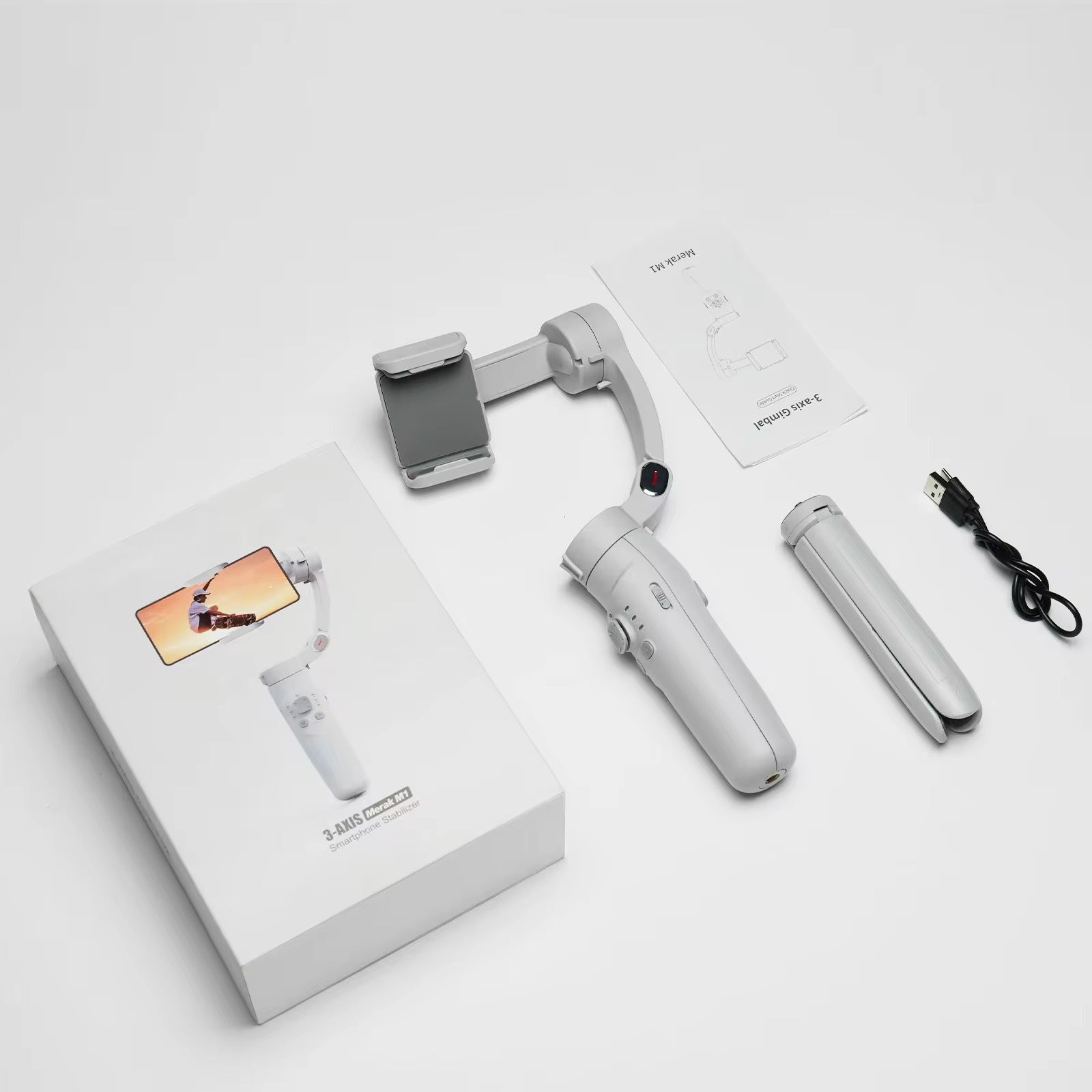 TECHPANDA M1 One 3-Axis Smartphone Gimbal, Foldable Stabilizer for Vlog & Video 3 Axis Gimbal for Camera, Mobile