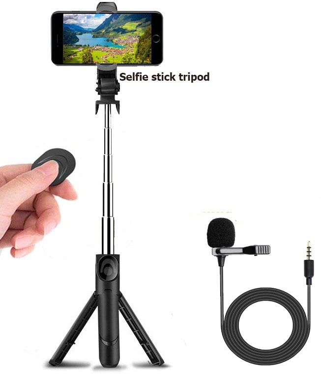 PULTO Tripod Stand Extendable Bluetooth XT01 Selfie Stick+ Lavalier microphone Single Gimbal for Mobile-image-11