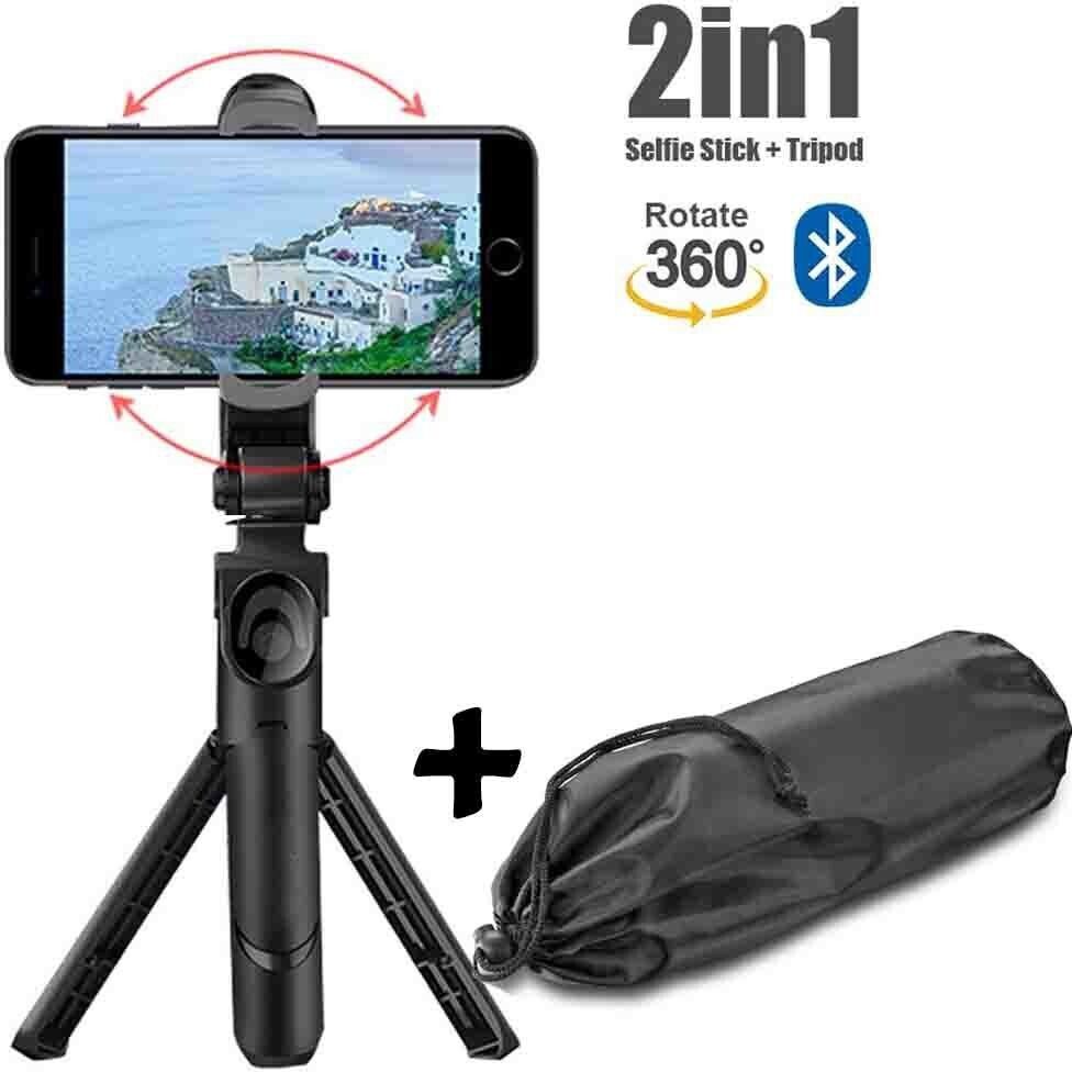 BUFONA Tripod Holder 3In1 Bluetooth Selfie Stick Stand with Wireless Remote+Carry Bag Single Gimbal for Mobile