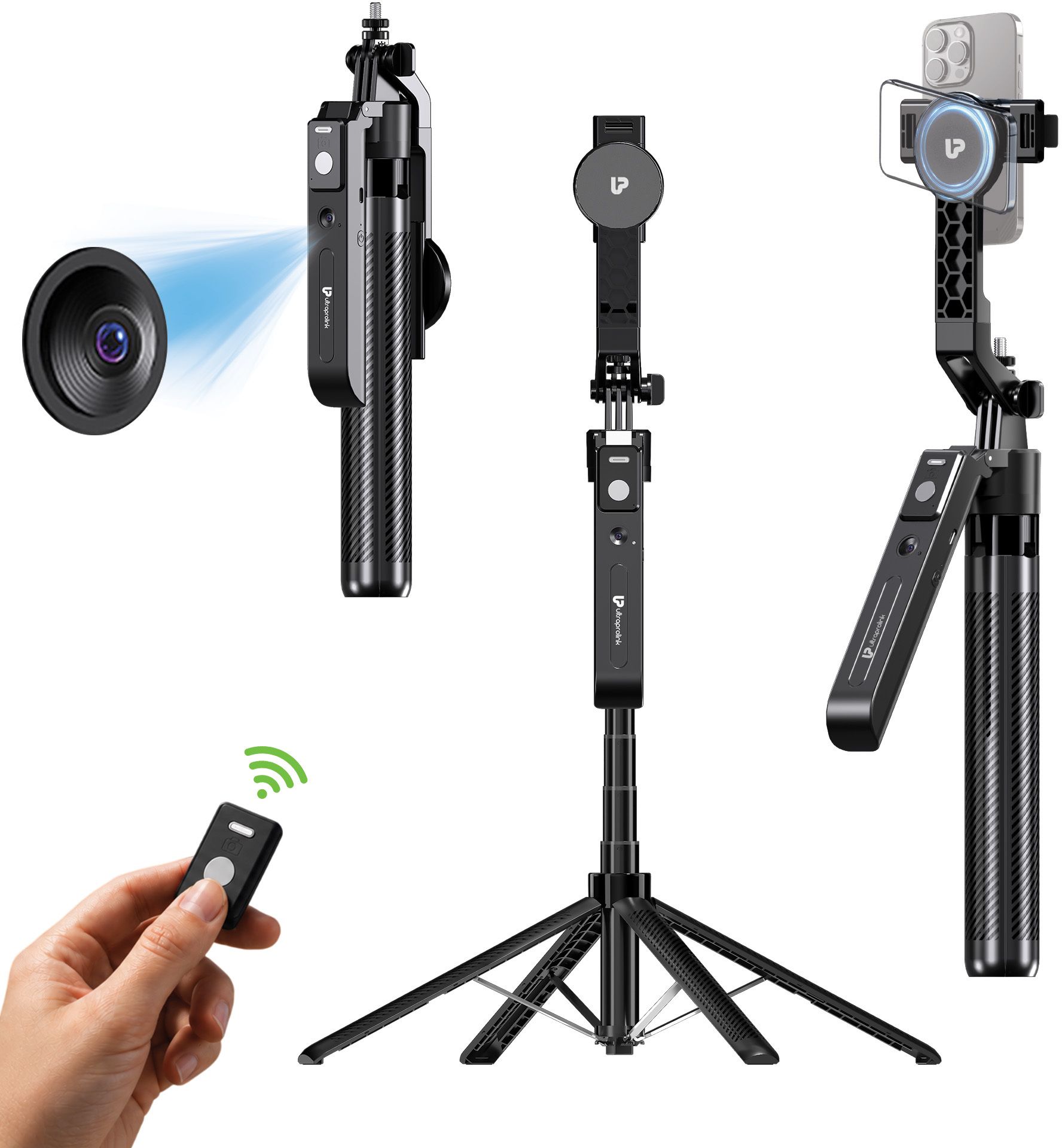 Ultraprolink AI Face Tracking Tripod 180cm 360° Rotation Gesture Control Dual Phone Holder 2 Axis Gimbal for Mobile-picture-33
