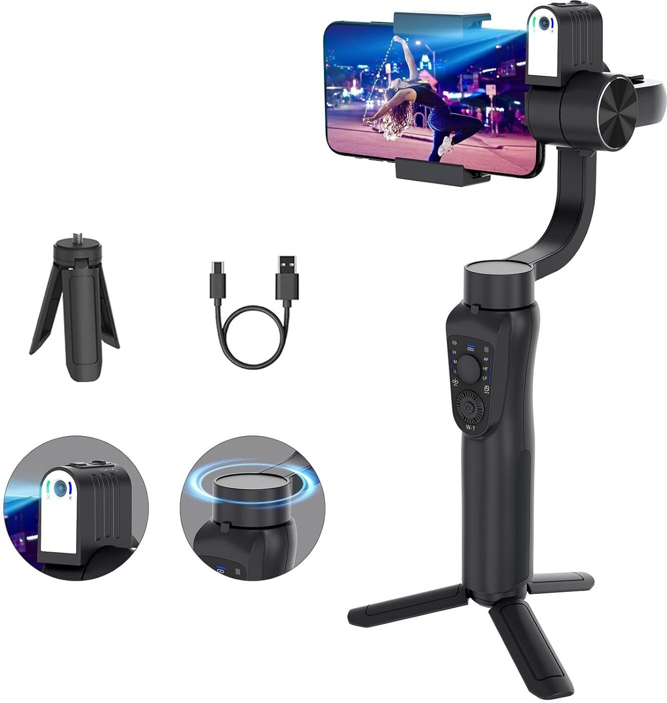 IMMUTABLE 3-Axis Smartphone Gimbal Stabilizer with AI Face Tracking GV14 3 Axis Gimbal for Mobile-image-23