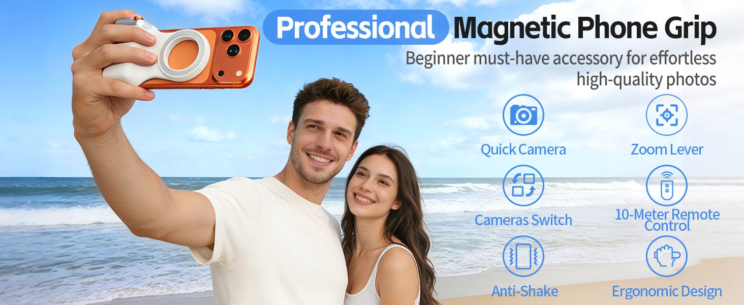 ASTOUND Magnetic Camera DSLR Style Shutter Grip for iPhone & Android 2 Axis Gimbal for Mobile-image-48