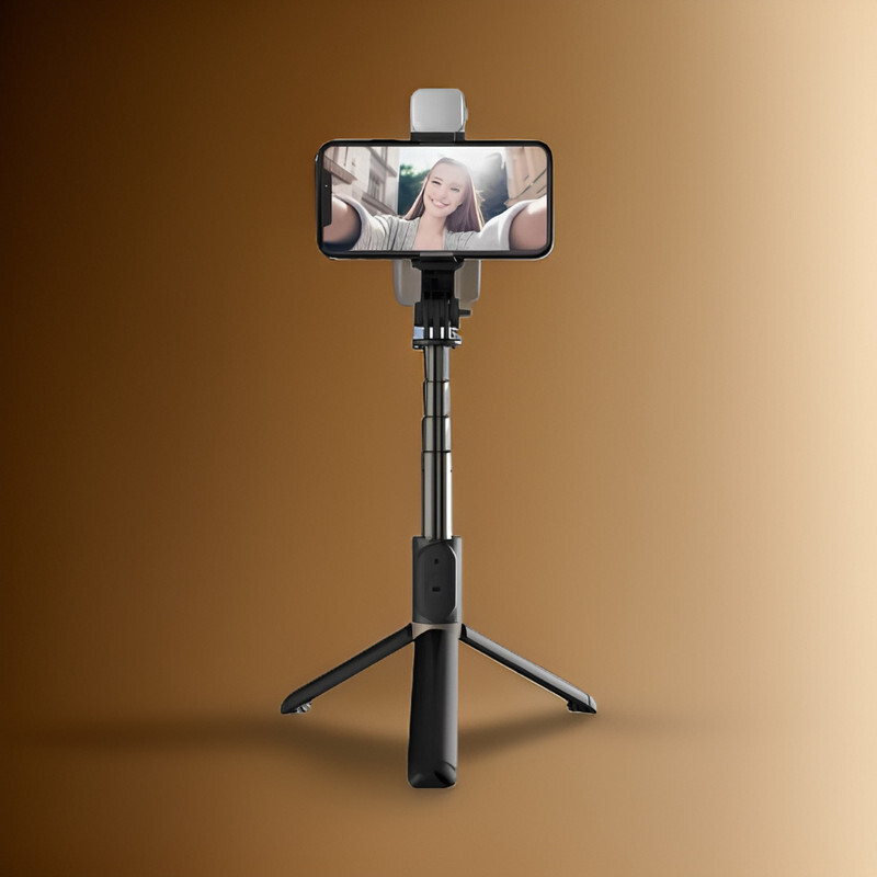 Clairbell QI6_R1S Bluetooth Selfie Sticks with Remote and Selfie Light Single Gimbal for Mobile image 1