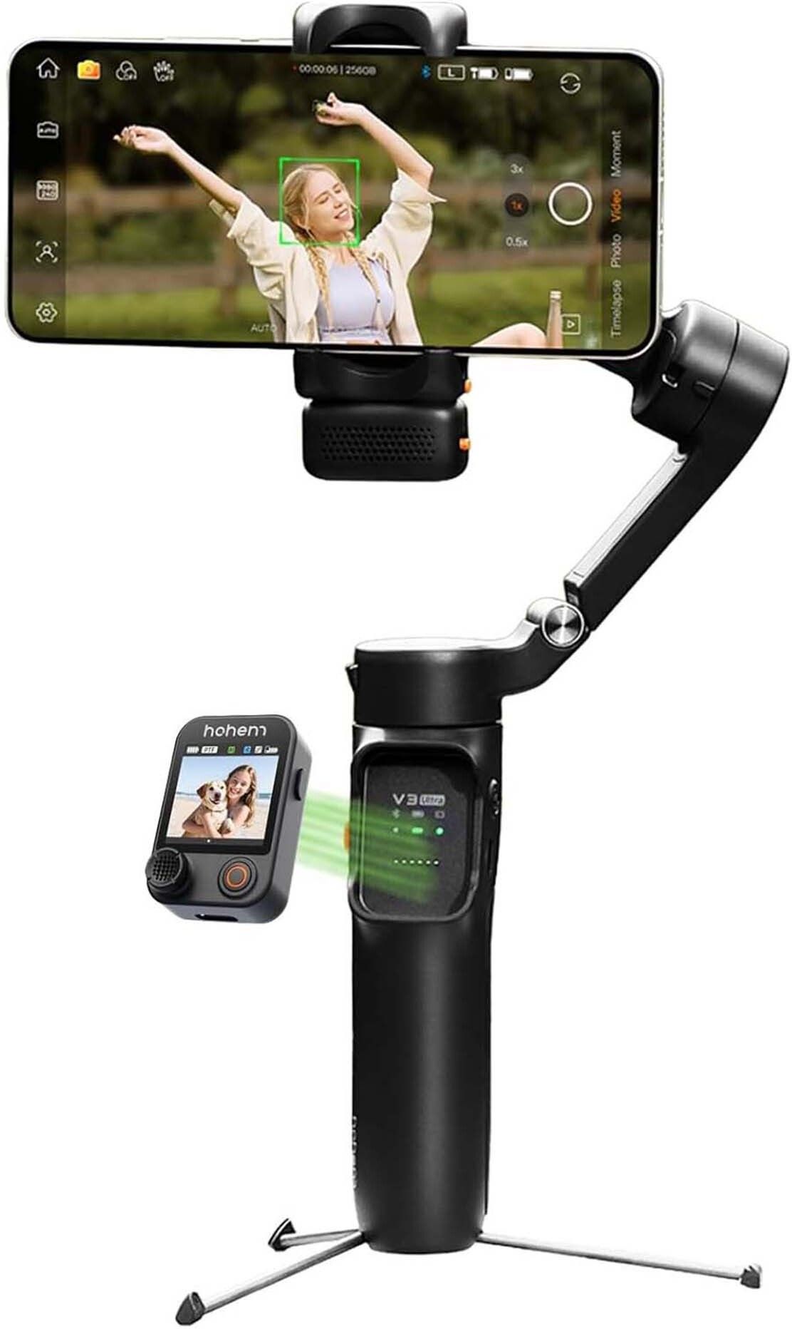 hohem iSteady V3 Ultra w/AI Tracking Built-in Extendable Tripod,Fill Light,Remote 3 Axis Gimbal for Mobile-image-44