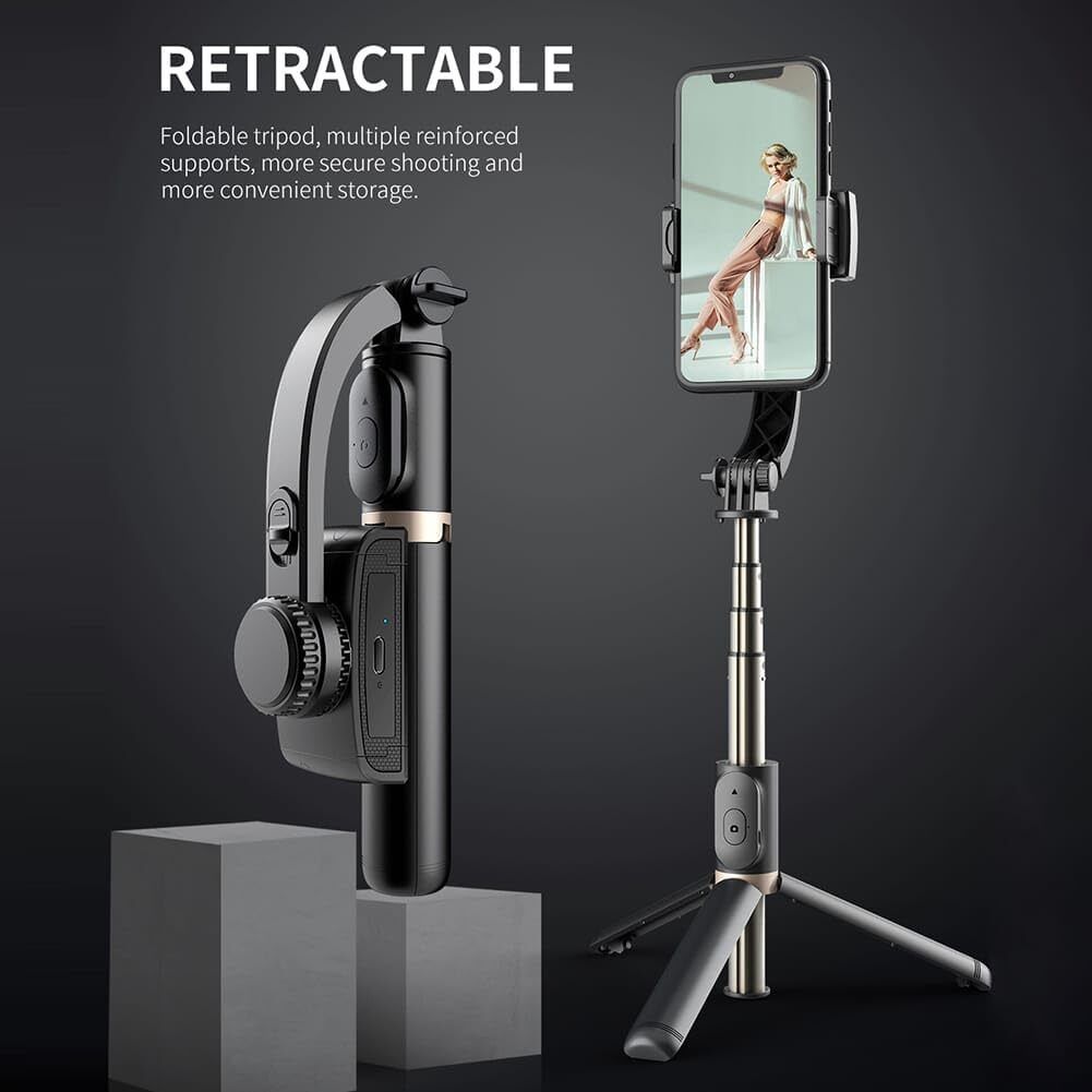 Gentle e kart Q08 Gimbal Stabilizer 360 Rotation for Phone Selfi Stick With Hidden Tripod Single Gimbal for Camera, Mobile-image-22