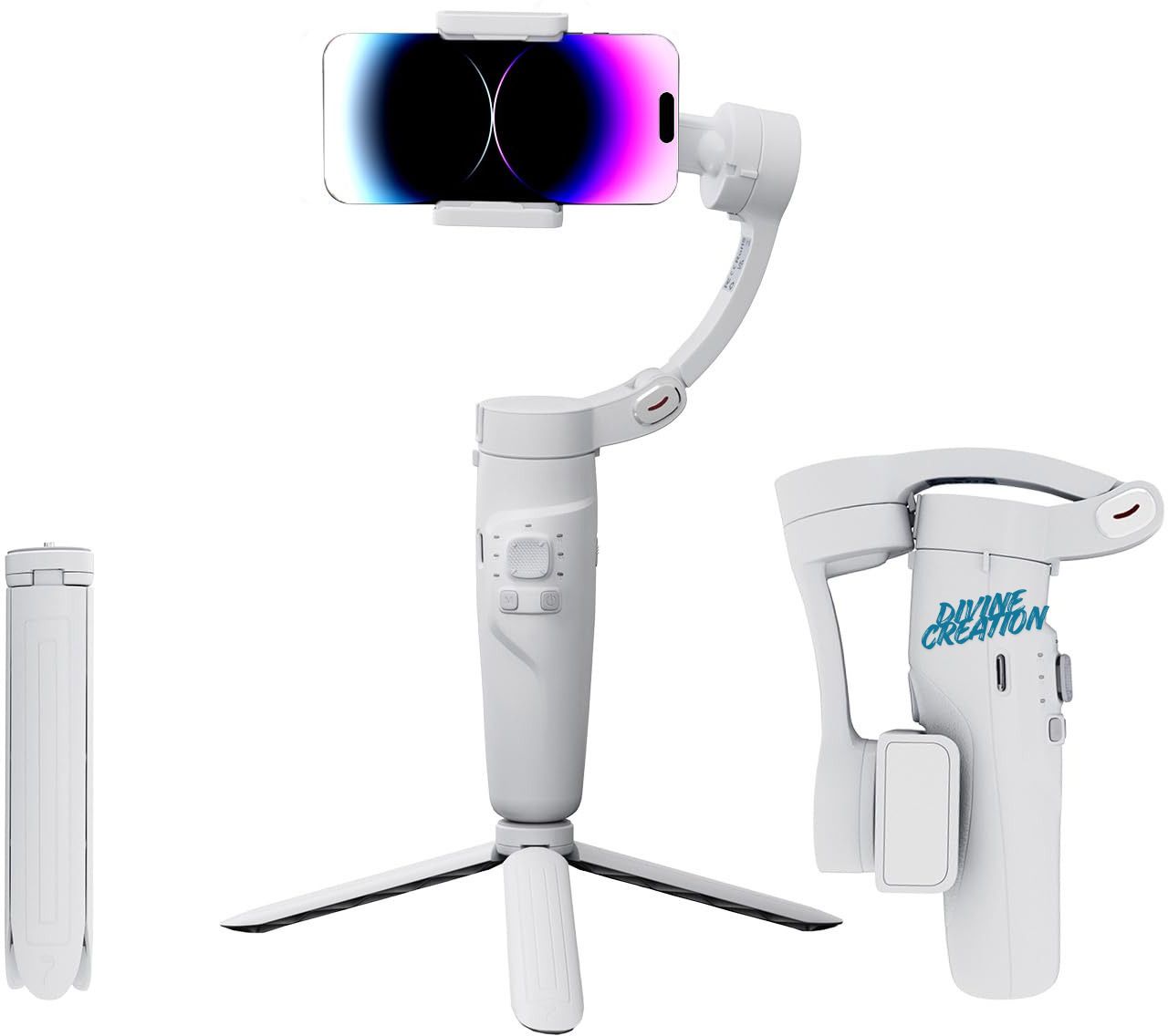 Divine creation M1 3-Axis Gimbal Stabilizer | AI Face Tracking, Smooth Video, Foldable D151 3 Axis Gimbal for Mobile-image-32