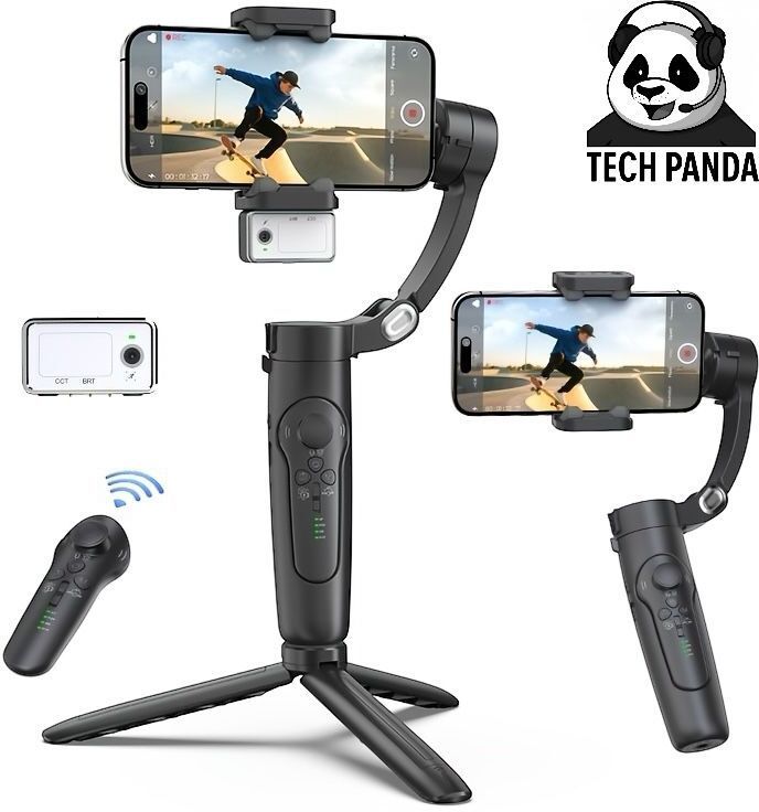 TECHPANDA M03 3-Axis Smartphone Gimbal Stabilizer with AI Tracking & Magnetic Fill Light 3 Axis Gimbal for Mobile-image-14