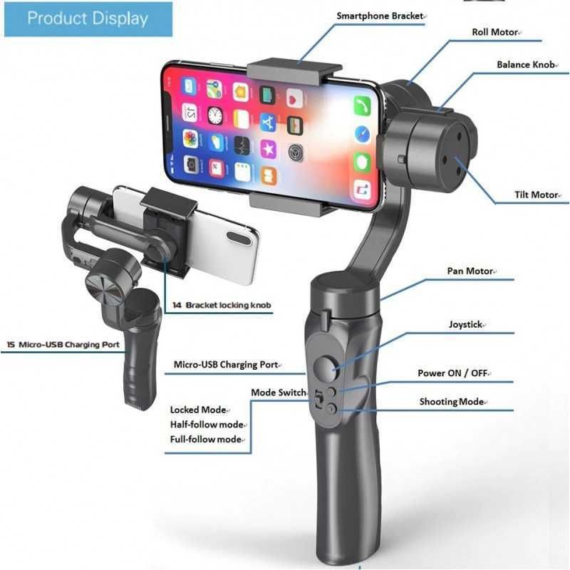 ENMORA SSE-3-Axis Smartphone Gimbal Stabilizer with AI Face Tracking GV18 3 Axis Gimbal for Mobile-picture-32