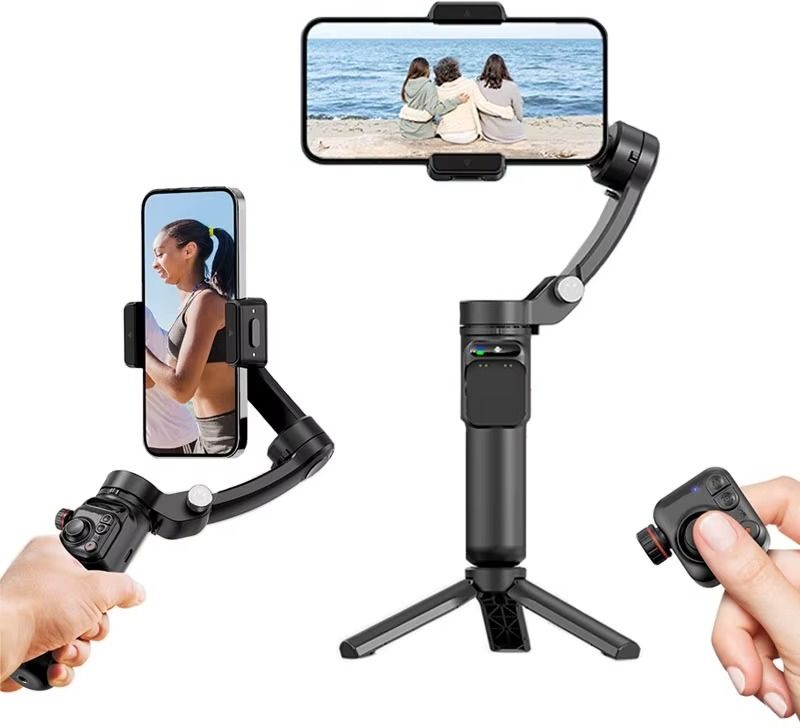 Ezerio M02 Gimbal Smartphone Stabilizer with AI Face Tracking, Anti-Shake 3 Axis Gimbal for Mobile-image-1