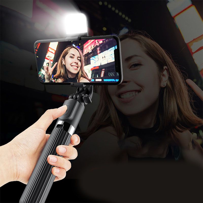 POZUB Photograph tripod bluetooth selfie stick with flash light+carry bag mobile stand Single Gimbal for Mobile