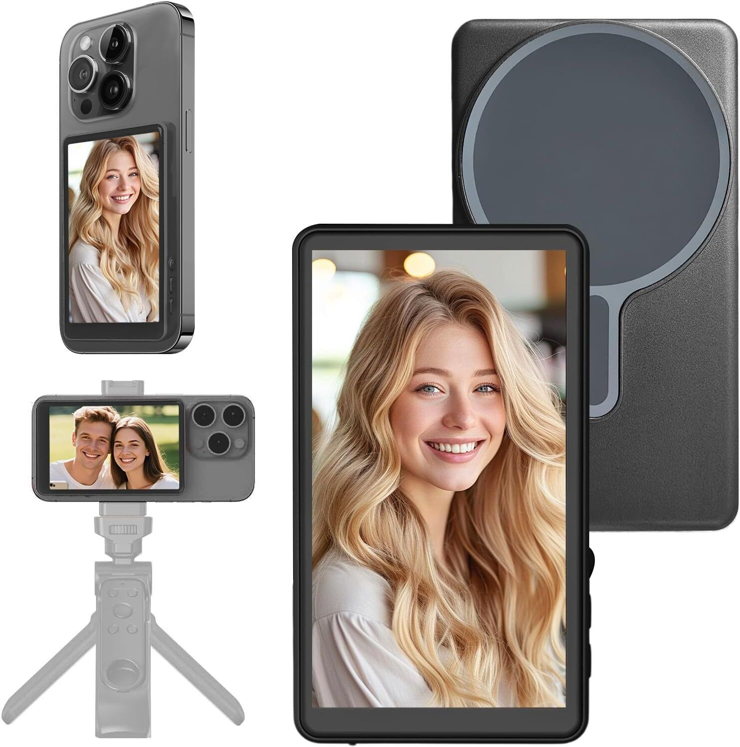 Deoxys Magnetic Phone Vlog Selfie Monitor Screen, Rear Back Camera Monitor for iPhone Single Gimbal for Mobile-image-45