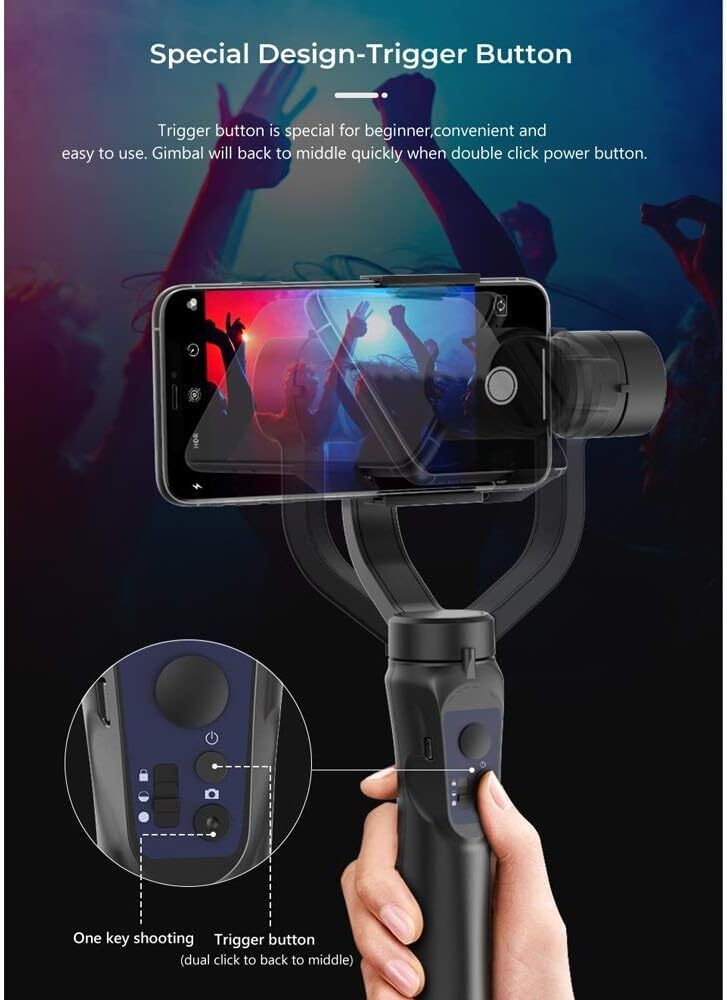 IMMUTABLE 3-Axis Smartphone Gimbal Stabilizer with AI Face Tracking GV20 3 Axis Gimbal for Mobile-image-29
