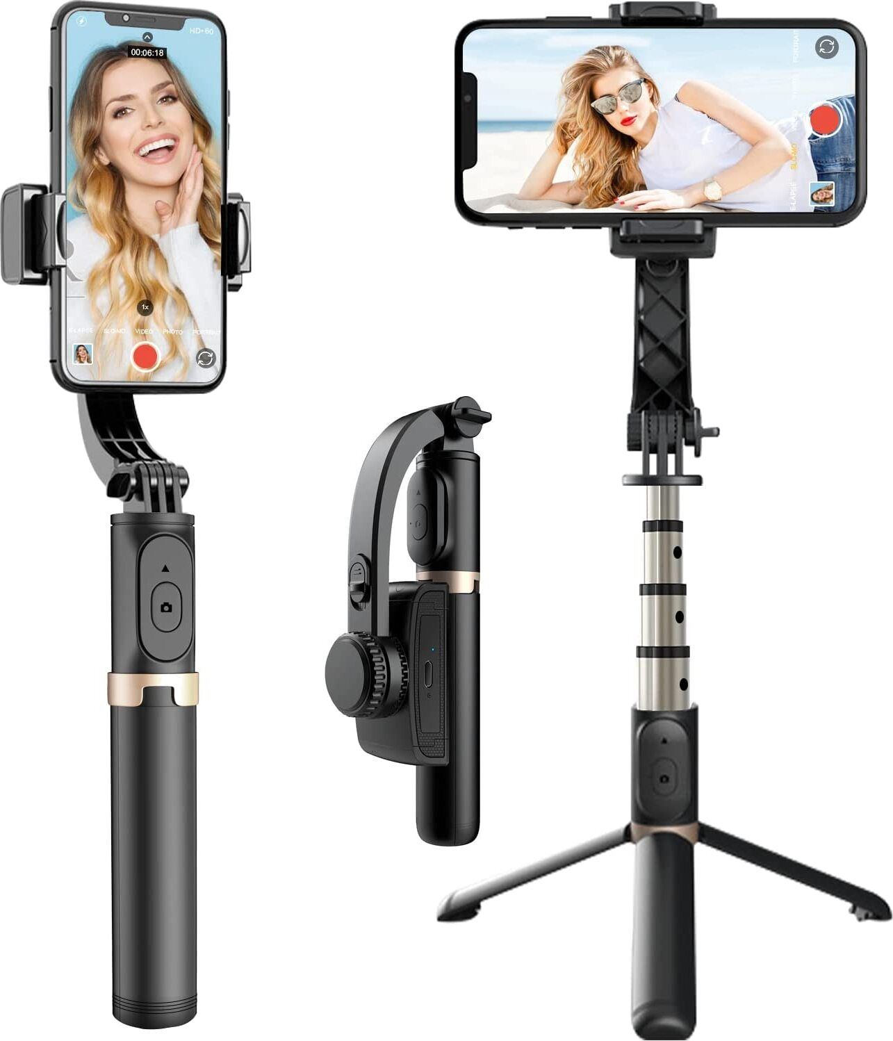 Hold up Q08 Gimbal Stabilizer for Smartphone with Extendable Bluetooth Selfie Stick Single Gimbal for Camera, Mobile