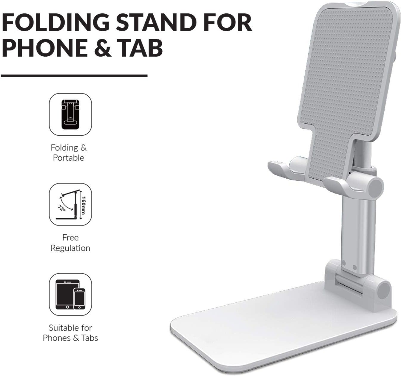 WHISTLE9 Premium Smart Foldable Mobile Stand for Table and Bed, Height Adjustable Universal Phone Holder for All Smartphones & Tablet Single Gimbal for Mobile-image-25