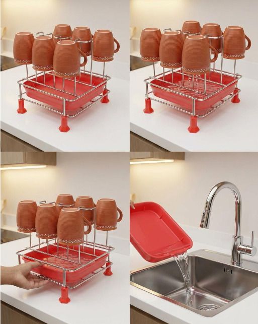 Stainless Steel Glass Holder| 9 Glass Organizer|Kitchen&Dining Rack(20×20×19 Cm) Stainless Steel Glass Holder